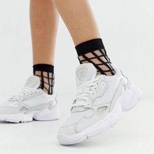 Adidas Originals triple white Falcon sneakers